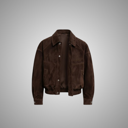 Women's Brown Suede Bomber Jacket