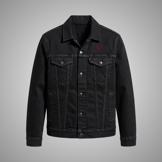 Men's Black Denim Trucker Jacket Classic Fit