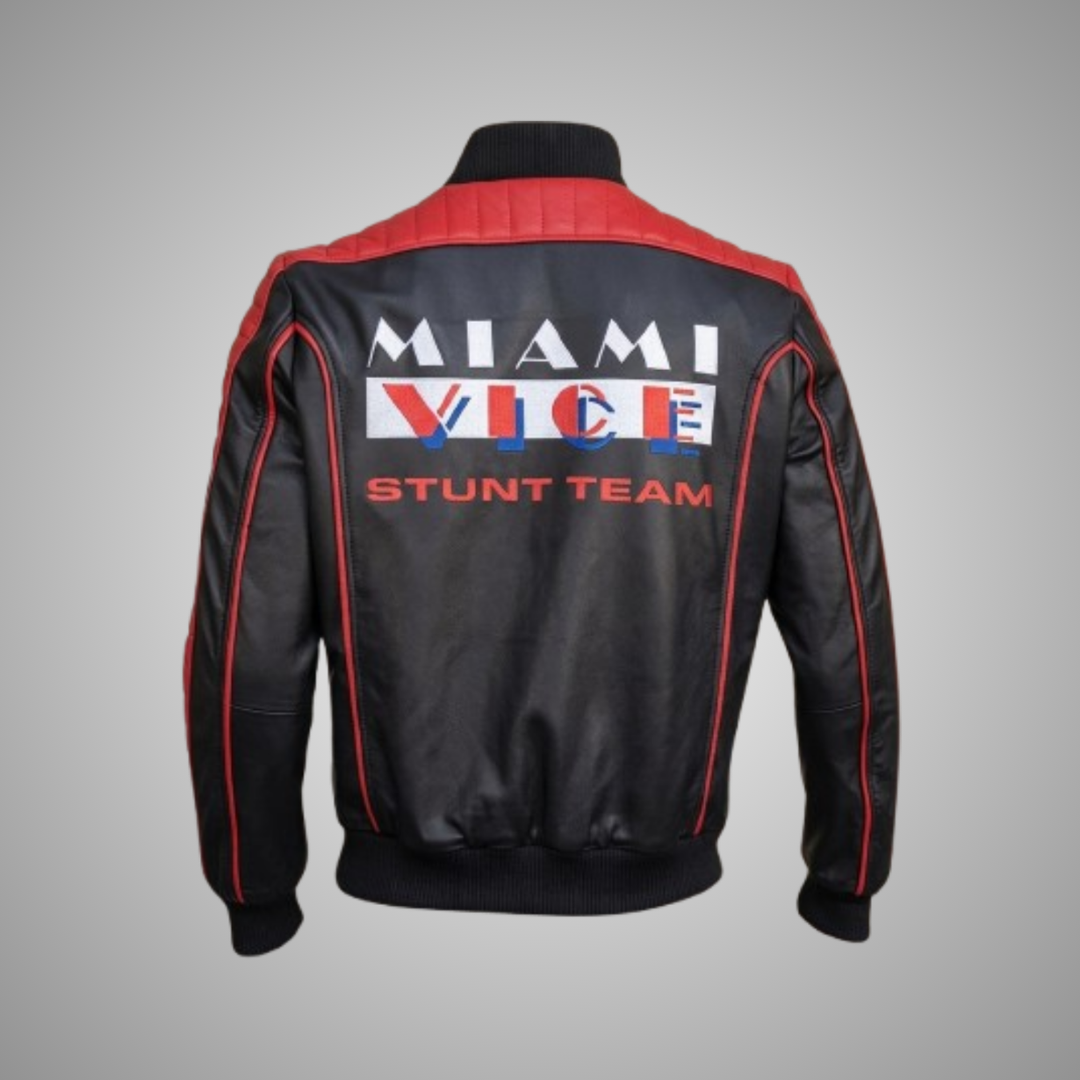 Men’s Black and Red Quilted Sleeve Leather Bomber Jacket – Biker Style Outerwear