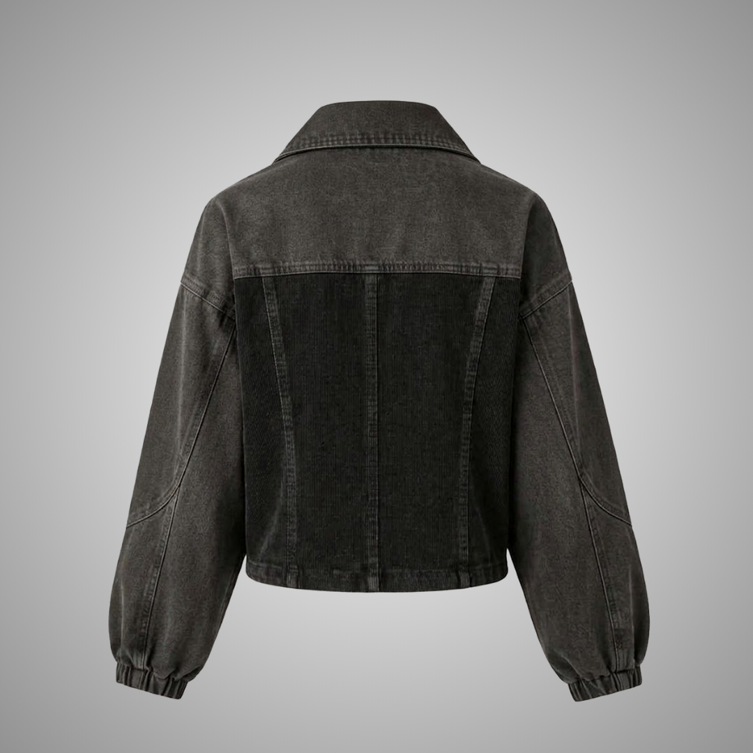 Women's Charcoal Grey Cotton Canvas Zip Up Jacket