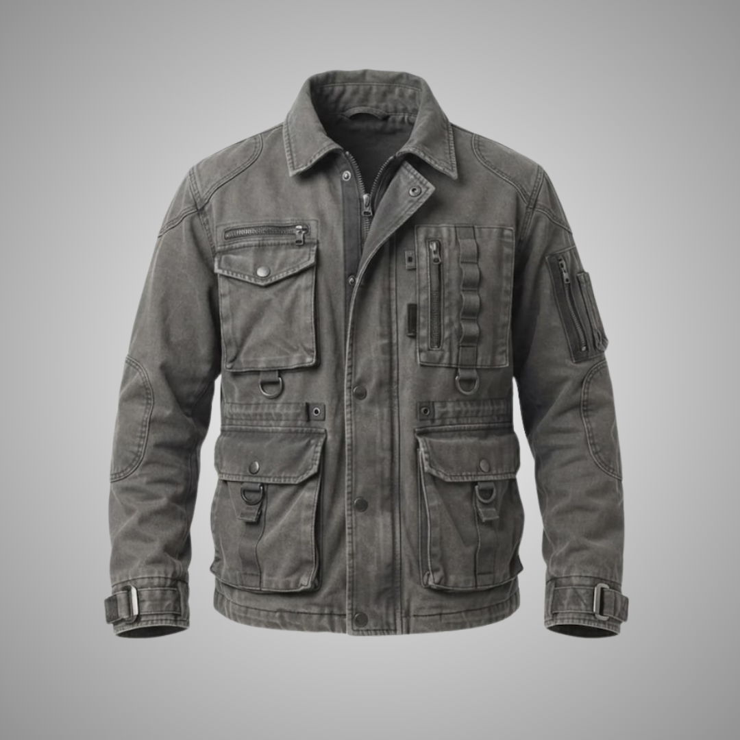 Men's Black Tactical Cotton Canvas Utility Field Jacket