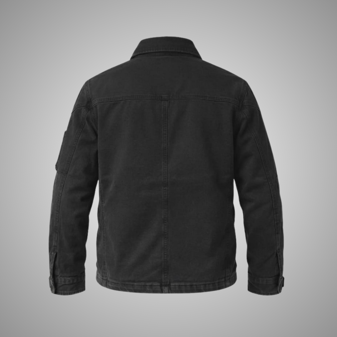 Men's Black Tactical Cotton Canvas Utility Field Jacket