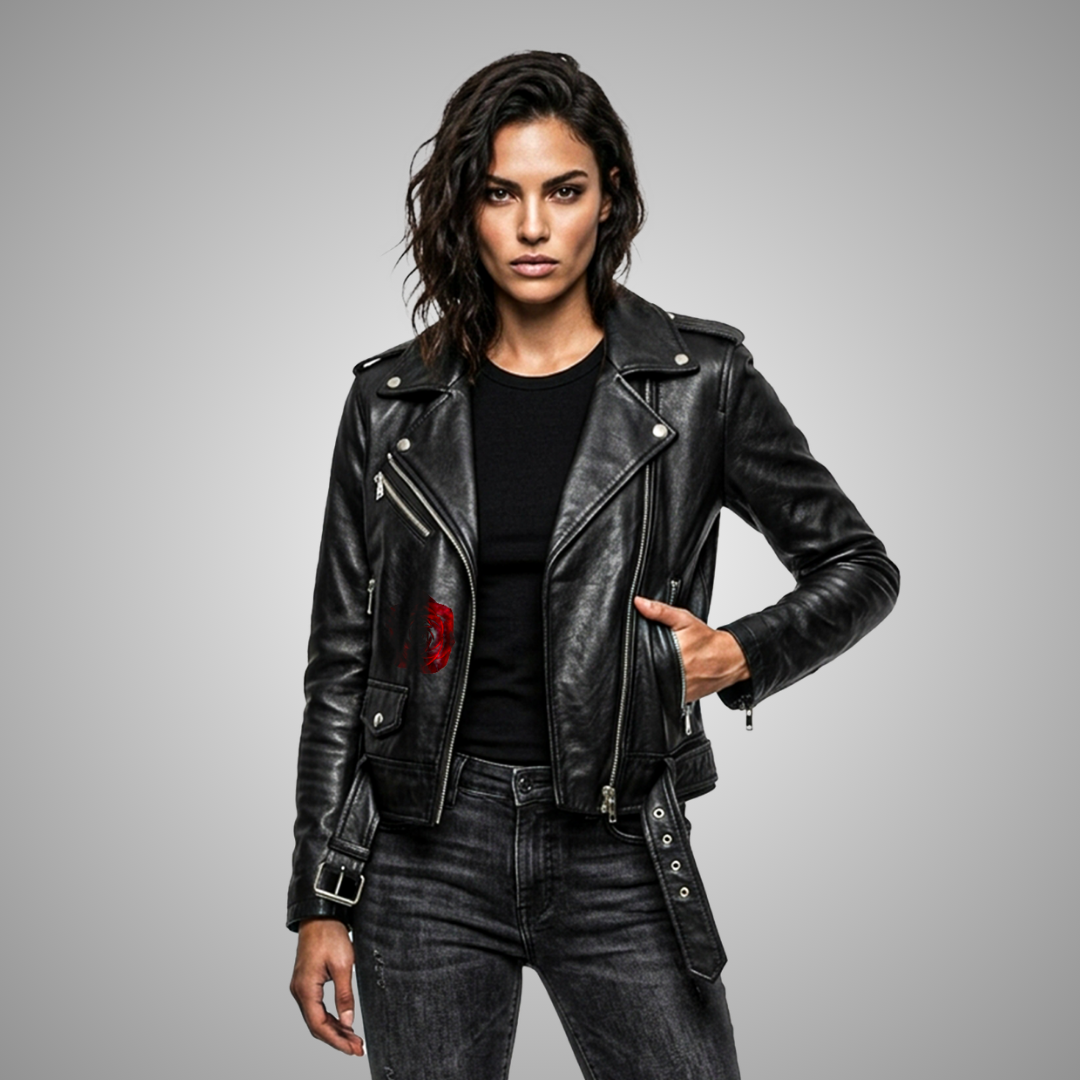 Women's Classic Black Leather Biker Jacket