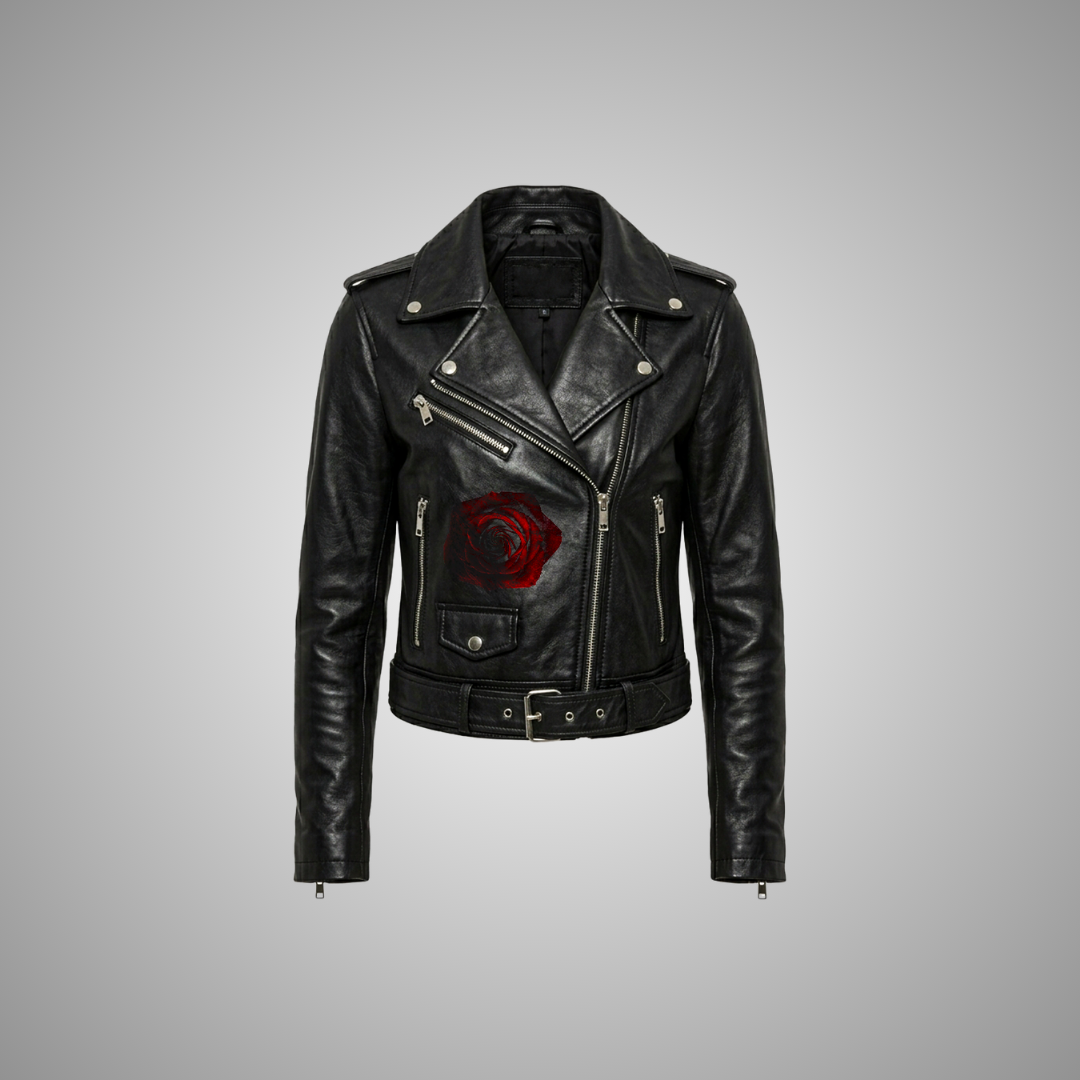 Women's Classic Black Leather Biker Jacket