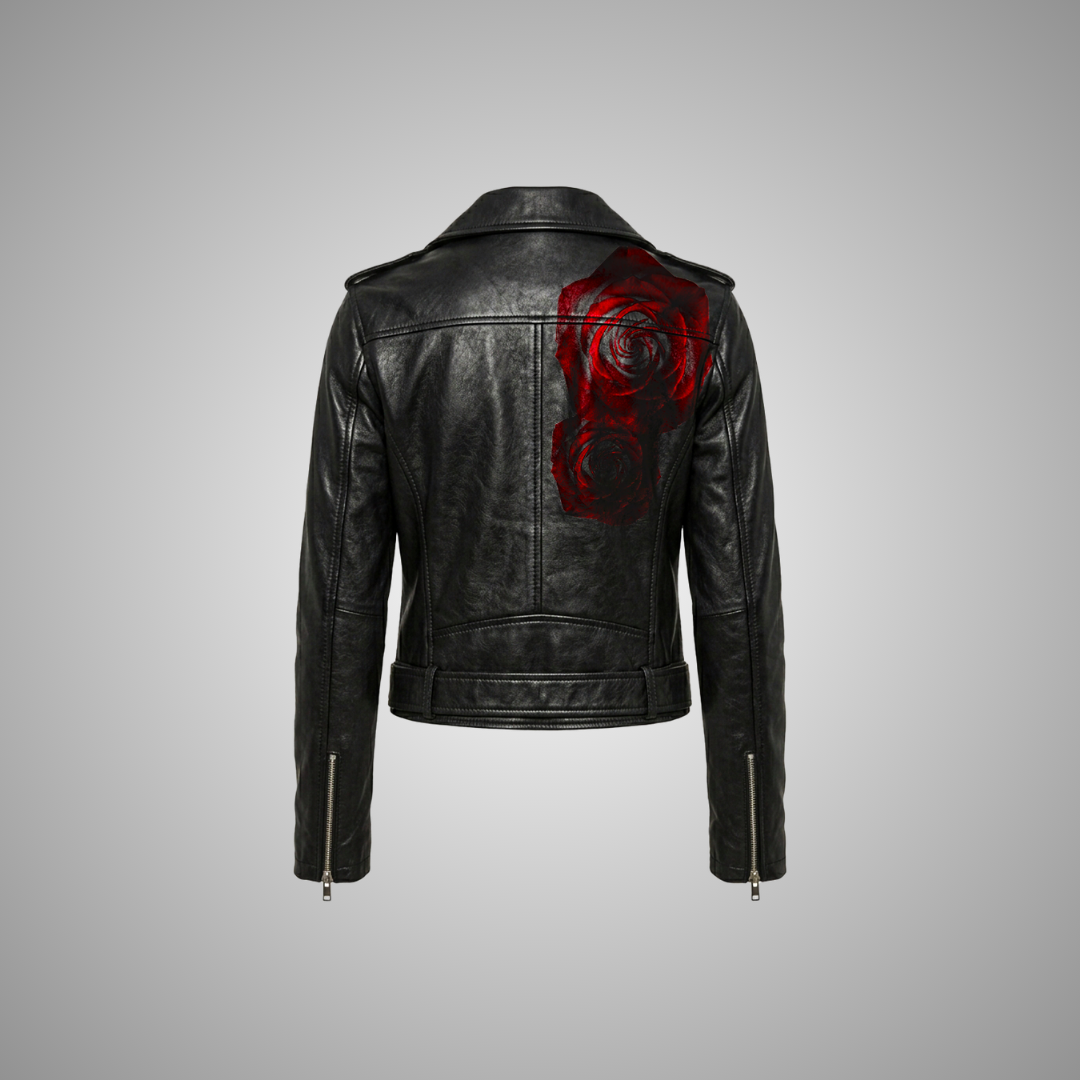 Women's Classic Black Leather Biker Jacket